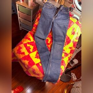 Vintage Zara Women's extra long Straight Leg Blue Jeans